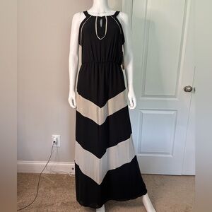 Black and beige maxi dress